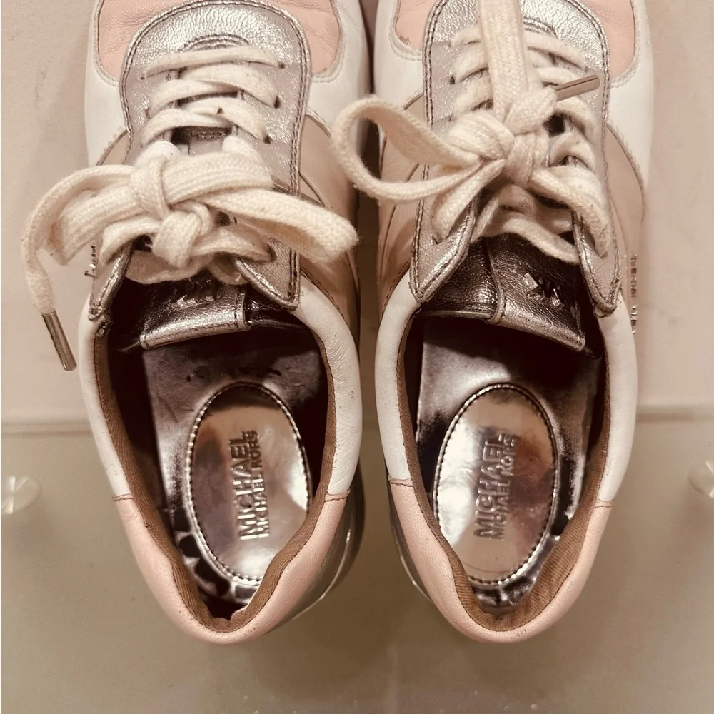 Michael KORS ALLIE Cement Soft Pink Silver Trainer Sneakers US‎ 8